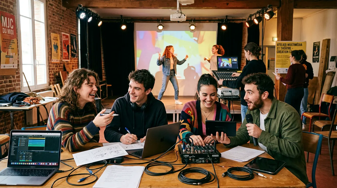 Jeunes réunis autour d'un projet solidaire citoyen et d'un atelier d'échange démocratique